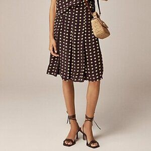 J.Crew Womens Pleated Skirt Brown Yellow Sinburst Lined Sz 0 $98.00 NWT